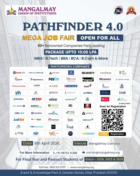 Pathfinder 4.0 Mega Job Fair 2026 at Mangalmay Institution