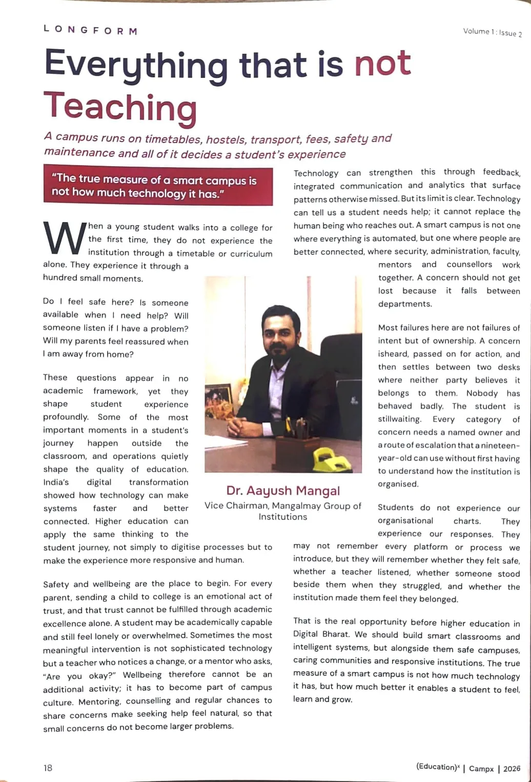 Beyond Classrooms: Dr. Aayush Mangal on Technology, Wellbeing and Student Success
